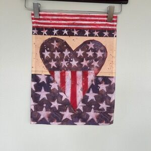 Signed Garden Flag Unisex OS Red Blue Patriotic Americana Heart Stars Stripes